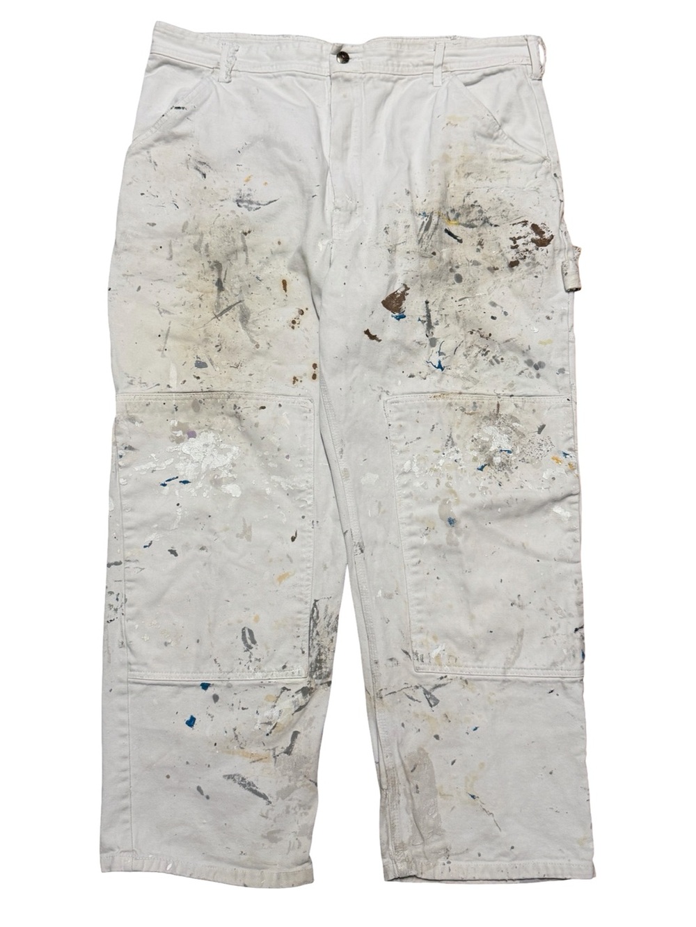Vintage 90s Centuar Workwear Double Knee Painters White Pants Size 40x30